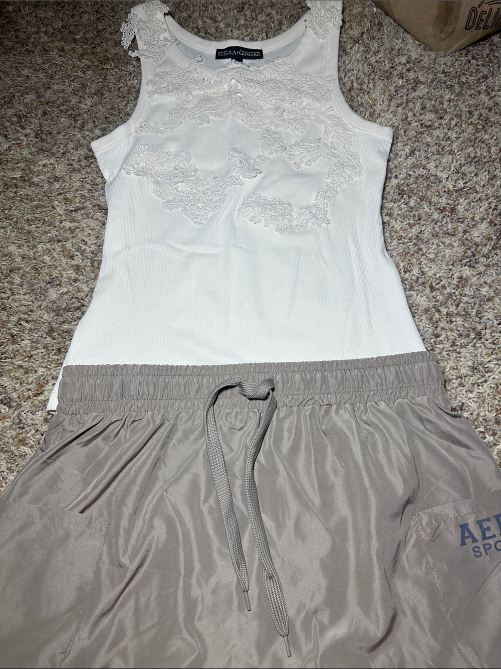 Vintage Aeropostale sport shorts And white Lace-Detail Sleeveless Chemise
